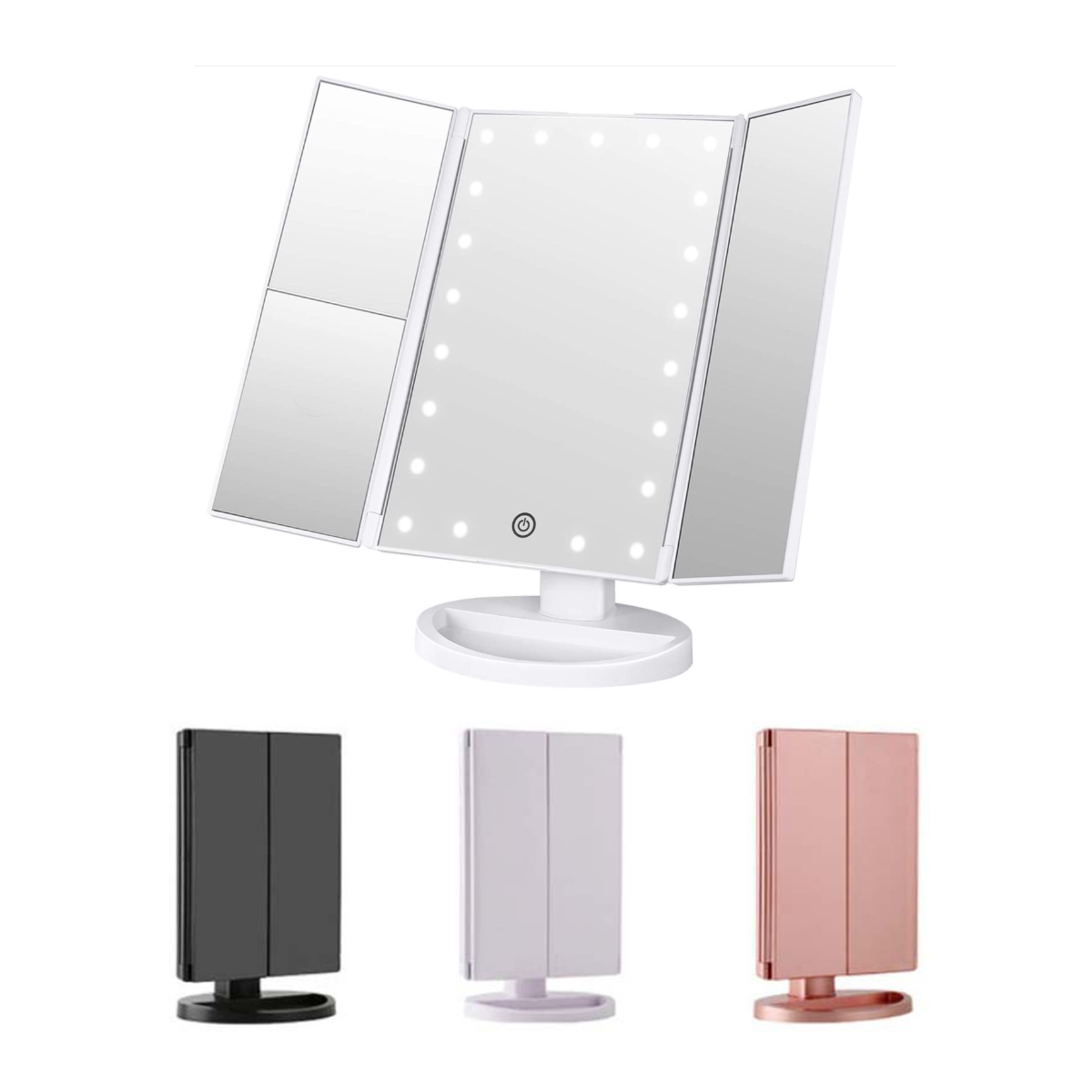 lighted makeup mirror tri fold